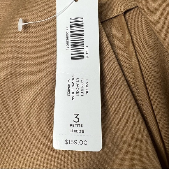NWT CHICO'S Brown Drawstring Duster Trench Coat Jacket Size Petite 3 (XL 16/18) - Picture 14 of 16